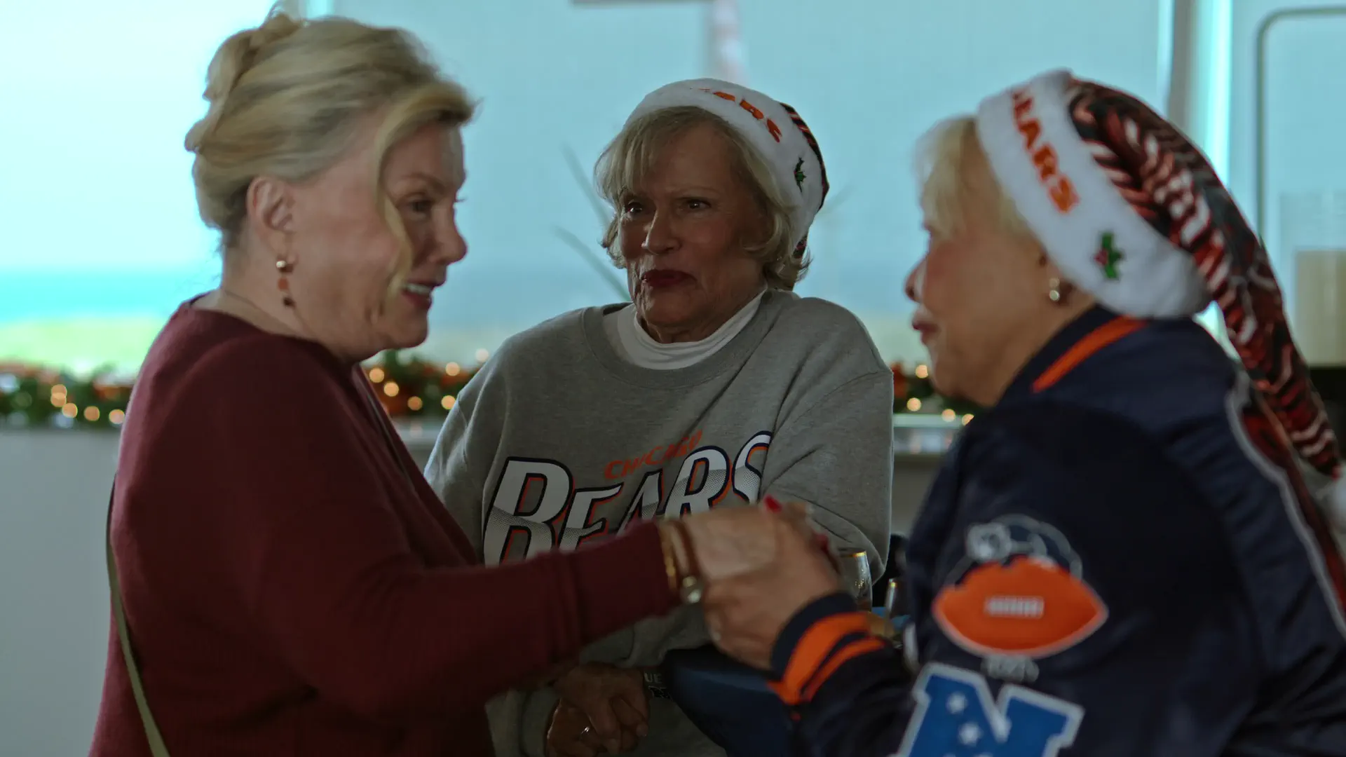 Stadium suite, three fans, source footage frame